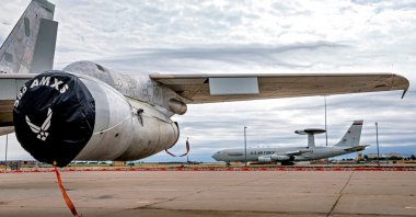 A Boeing 707 AWACS aircraft taxis on the runway before flight at Tinker Air Force Base in Midwest City, Oklahoma, U.S., Oct. 12, 2021. (Reuters Photo)