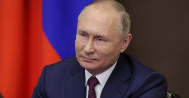 Russian President Vladimir Putin attends a meeting with President of the International Federation of Red Cross and Red Crescent Societies, Francesco Rocca, via a video conference call in Moscow, Russia, Dec. 5, 2021. (REUTERS)