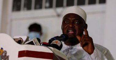 Gambia's President-elect Adama Barrow delivers a victory speech in Banjul, Gambia, Dec. 5, 2021. (Reuters Photo)