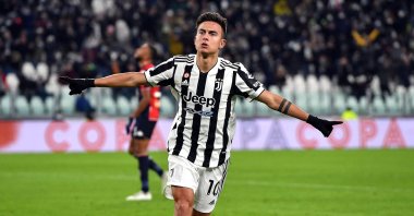Juventus' Paulo Dybala celebrates after scoring in a Serie A match against Genoa, Turin, Italy, Dec. 5, 2021. (EPA Photo)