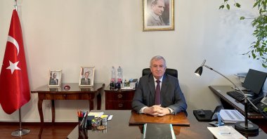 Turkey's Ambassador to Hungary Ahmet Akif Oktay speaks to Anadolu Agency during an interview, Dec. 6, 2021. (AA Photo)