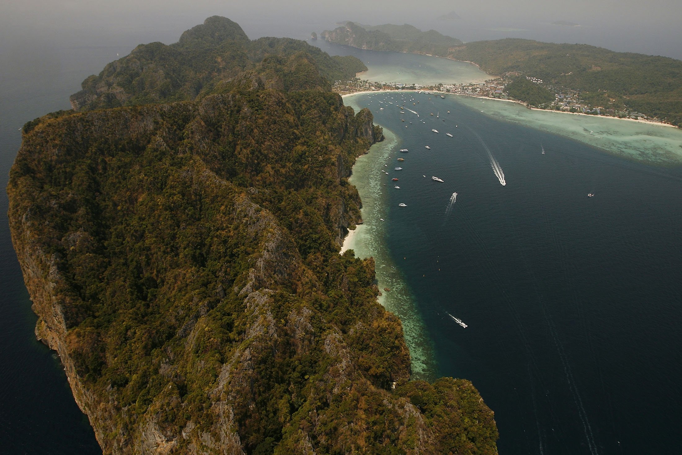 An aerial view of the Phi Phi island, Thailand, Feb. 1, 2008. (Getty Images)