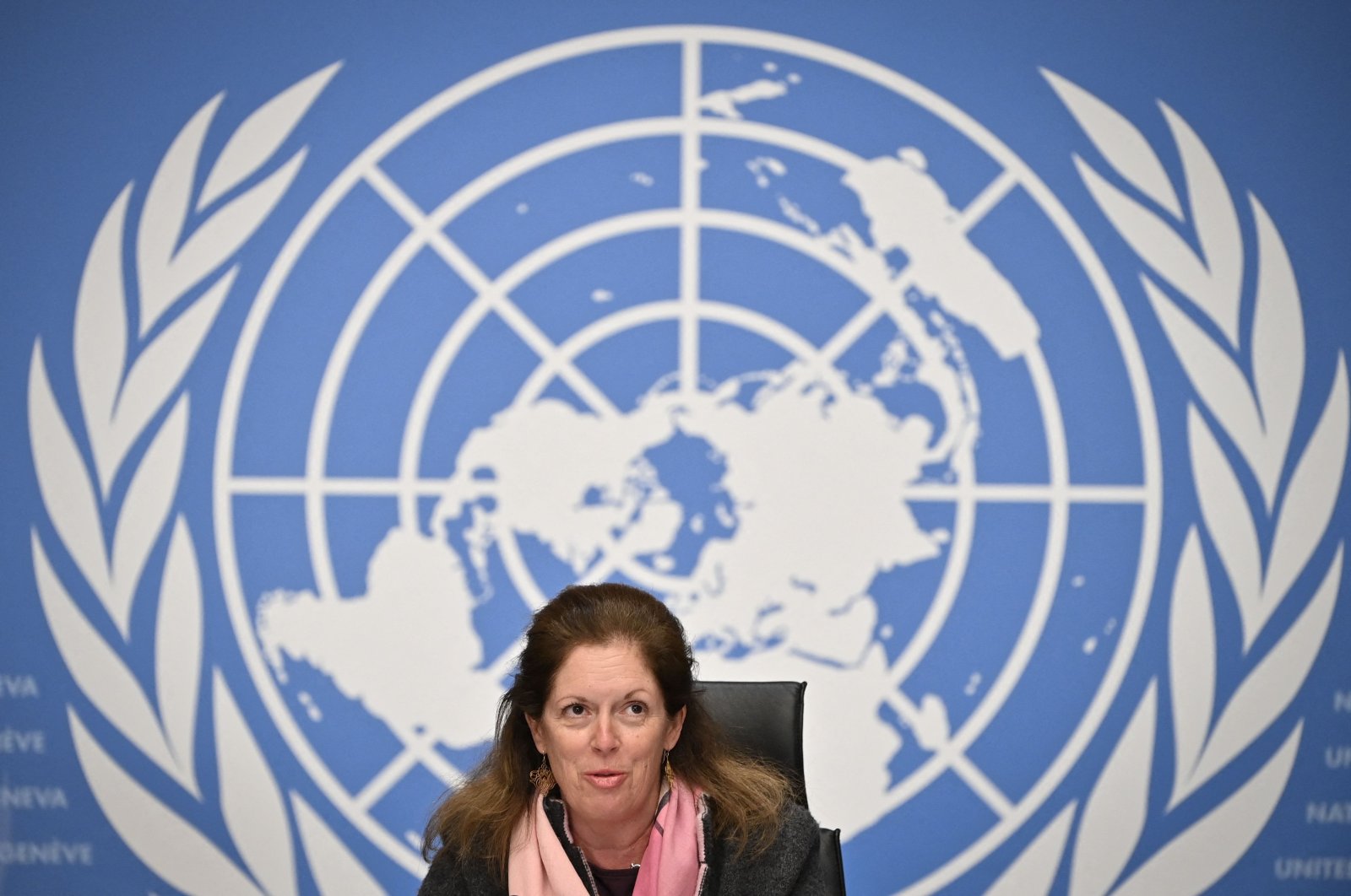 Then-deputy Special Representative of the U.N. Secretary-General for Political Affairs in Libya Stephanie Williams speaks during a press conference in Geneva following the election of a new interim government for Libya during the Libyan Political Dialogue Forum, Feb. 5, 2021. (AFP File Photo)