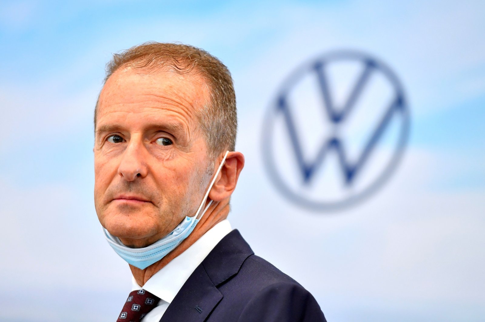 Volkswagen CEO Herbert Diess looks on during his visit to Volkswagen&#039;s electric car plant in Zwickau, Germany, June 23, 2021. (Reuters Photo)