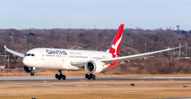 A Qantas Airways Boeing 787 Dreamliner airplane at New York John F. Kennedy airport (JFK) in New York, U.S., Feb. 27, 2020. (Shutterstock Photo)
