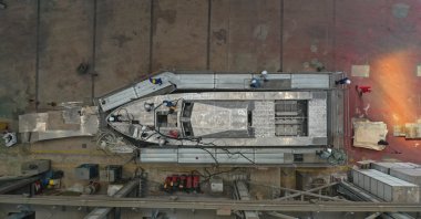 An aerial view of Sefine Shipyard where the construction of the AUSV is ongoing, Yalova, northwestern Turkey, Aug. 30, 2021. (AA Photo)