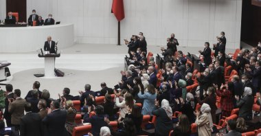 Interior Minister Süleyman Soylu speaks to lawmakers during budget talks at Parliament, Ankara, Turkey, Dec. 8, 2021. (AA Photo)