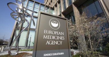 File photo shows the exterior view of the European Medicines Agency, EMA, in Amsterdam&#039;s business district, Netherlands, on April 20, 2021. (AP Photo)
