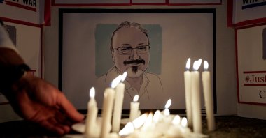 The Committee to Protect Journalists and other press freedom activists hold a candlelight vigil in front of the Saudi Embassy to mark the anniversary of the killing of journalist Jamal Khashoggi, Washington, U.S., Oct. 2, 2019. (Reuters Photo)