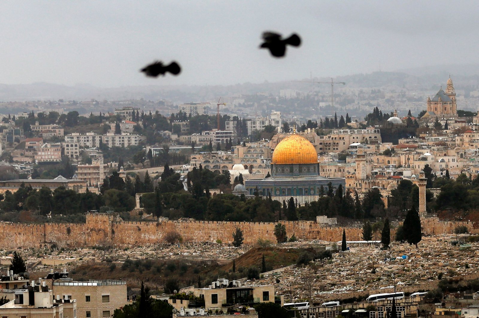 A general view from the Mount of Olives shows Jerusalem&#039;s Old City with the Dome of the Rock in the al-Aqsa compound, Israeli-occupied Palestine, Dec. 9, 2021. (AFP Photo)