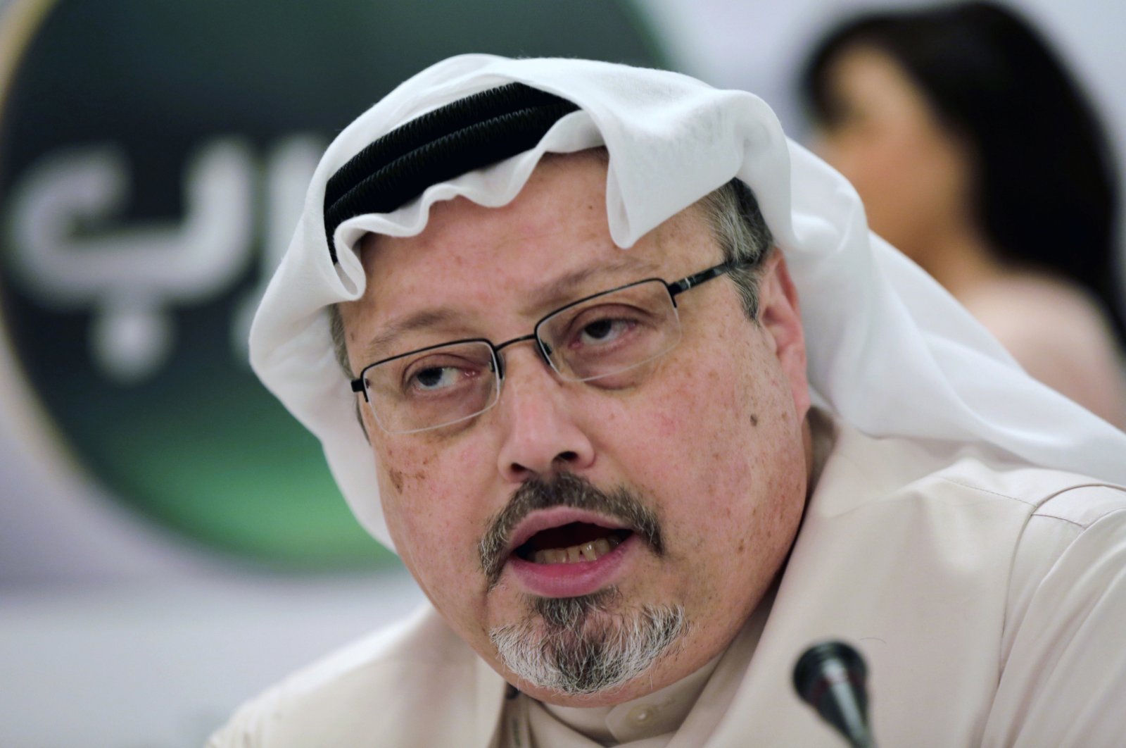 Saudi journalist Jamal Khashoggi speaks during a press conference in Manama, Bahrain on Dec. 15, 2014. A suspect in the 2018 killing of Saudi journalist Jamal Khashoggi was arrested on Dec. 7, 2021, in France, according to a French judicial official. (AP File Photo)