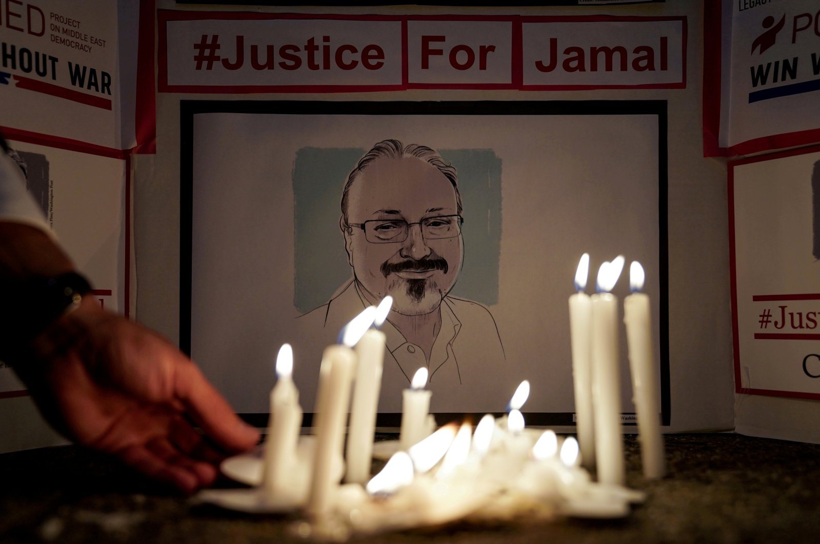 The Committee to Protect Journalists and other press freedom activists hold a candlelight vigil in front of the Saudi Embassy to mark the anniversary of the killing of journalist Jamal Khashoggi, Washington, U.S., Oct. 2, 2019. (Reuters Photo)