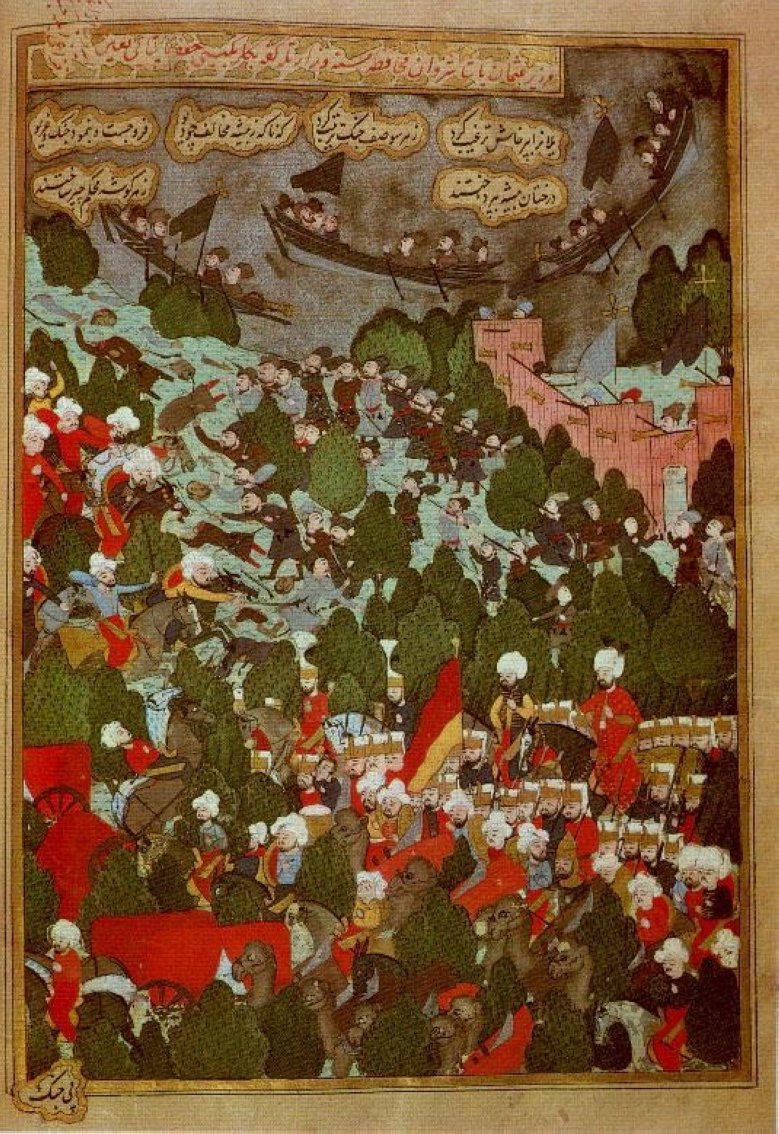 A miniature depicts Özdemiroğlu Osman Pasha and Ottoman army in a battle. (Wikimedia) 