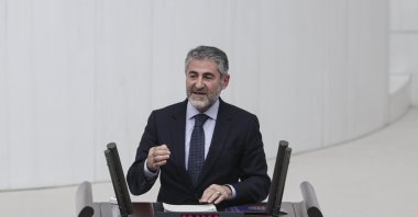 Turkey's Finance Minister Nureddin Nebati speaks at the parliament, Ankara, Turkey, Dec. 9, 2021. (AA Photo)