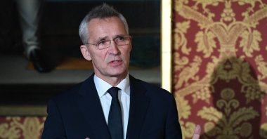 NATO Secretary-General Jens Stoltenberg speaks during a press conference with the French Foreign Affairs Minister and French Defense Minister after their meeting in Paris, Dec. 10, 2021. (AFP Photo)