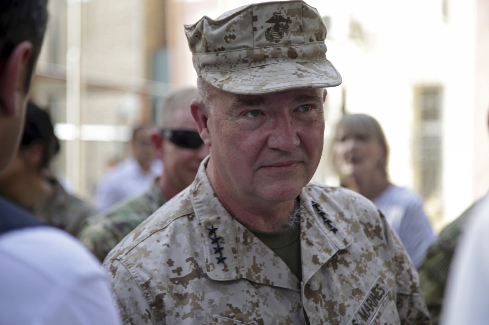 Marine Gen. Frank McKenzie, the head of U.S. Central Command, attends at a ceremony where Gen. Scott Miller, who has served as America&#039;s top commander in Afghanistan since 2018, handed over command, at Resolute Support headquarters, in Kabul, Afghanistan, July 12, 2021. (AP Photo)