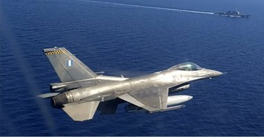 A Greek air force jet takes part in a Greek-U.S. military exercise south of the island of Crete, Aug. 24, 2020. (AP Photo)