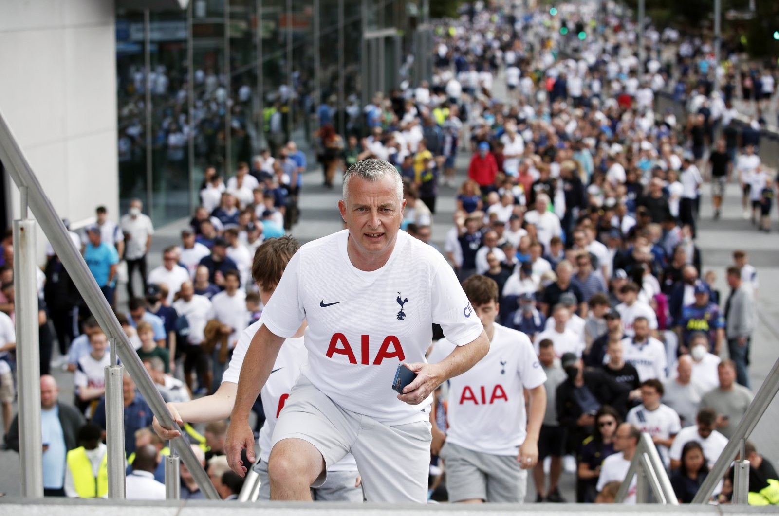 Tottenham Hotspur fans arrive ahead of the match against Manchester City, London, U.K., Aug. 15, 2021.  (Reuters Photo)