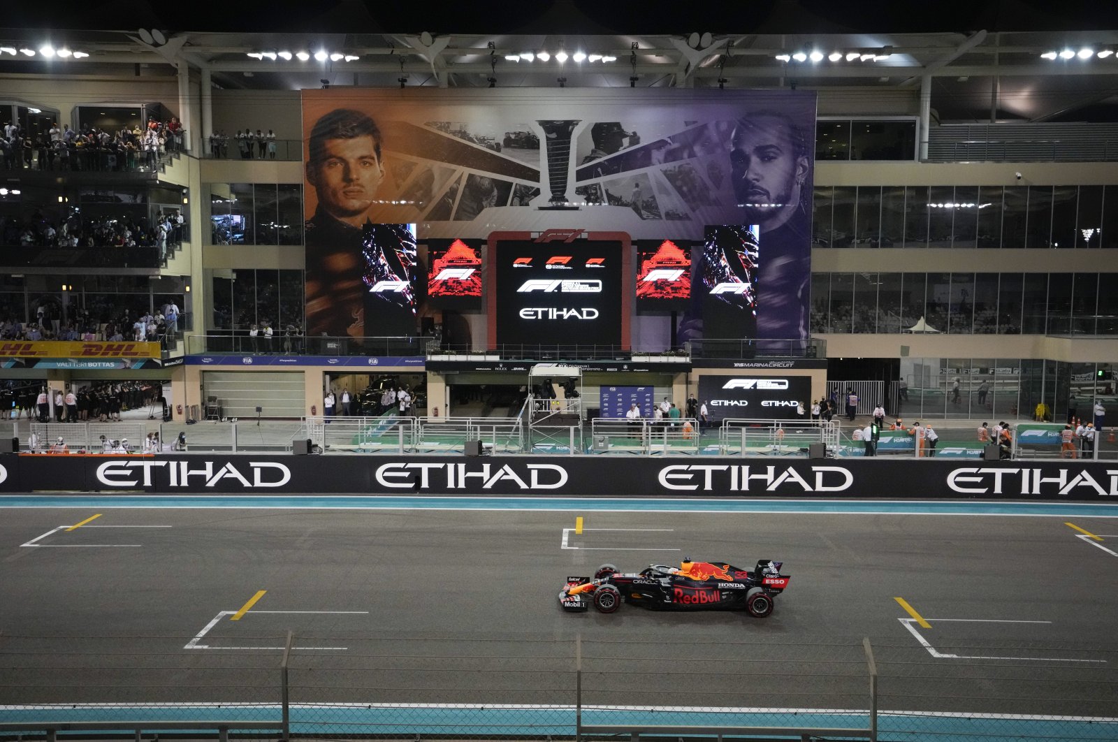 Red Bull driver Max Verstappen of the Netherlands in action during the qualifying for the Formula One Abu Dhabi Grand Prix in Abu Dhabi, United Arab Emirates, Dec. 11, 2021. (AP Photo)