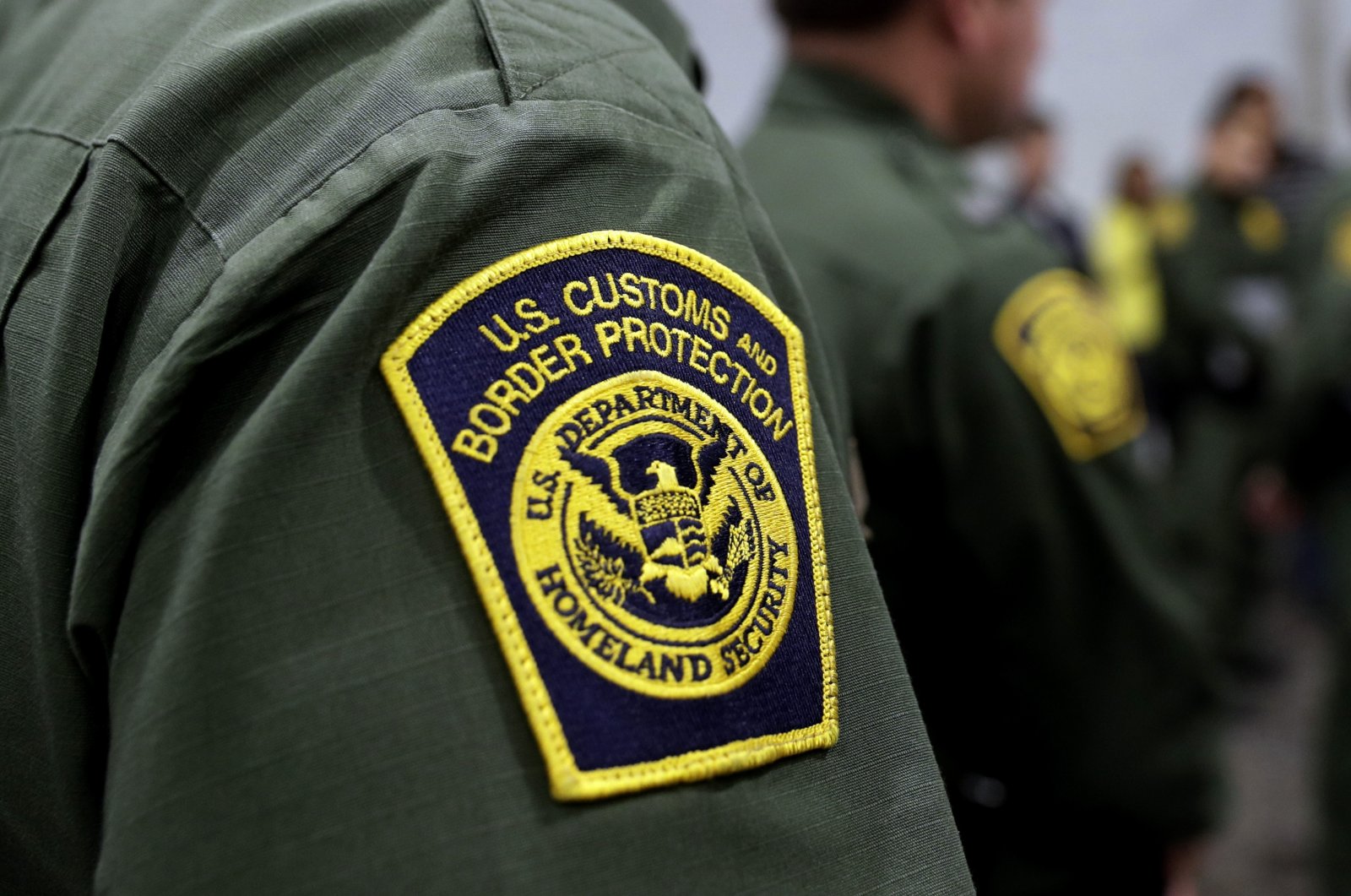 Border Patrol agents hold a news conference prior to a media tour of a new U.S. Customs and Border Protection temporary facility near the Donna International Bridge, Texas, U.S., May 2, 2019. (AP File Photo)