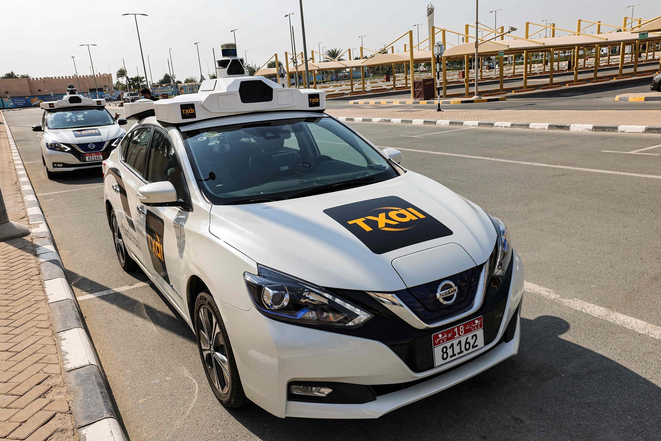 One of the self-driving taxis being used in a tech demonstration to transport passengers to the nearby Yas Island, in the capital Abu Dhabi, United Arab Emirates, Nov. 30, 2021. (AFP Photo)