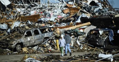 Tornado damage is seen after extreme weather hit the region, Mayfield, Kentucky, U.S., Dec. 12, 2021. (AFP Photo)