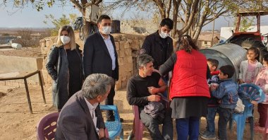 People get vaccinated for COVID-19 in a rural neighborhood, in Şanlıurfa, southeastern Turkey, Dec. 8, 2021. (AA PHOTO)