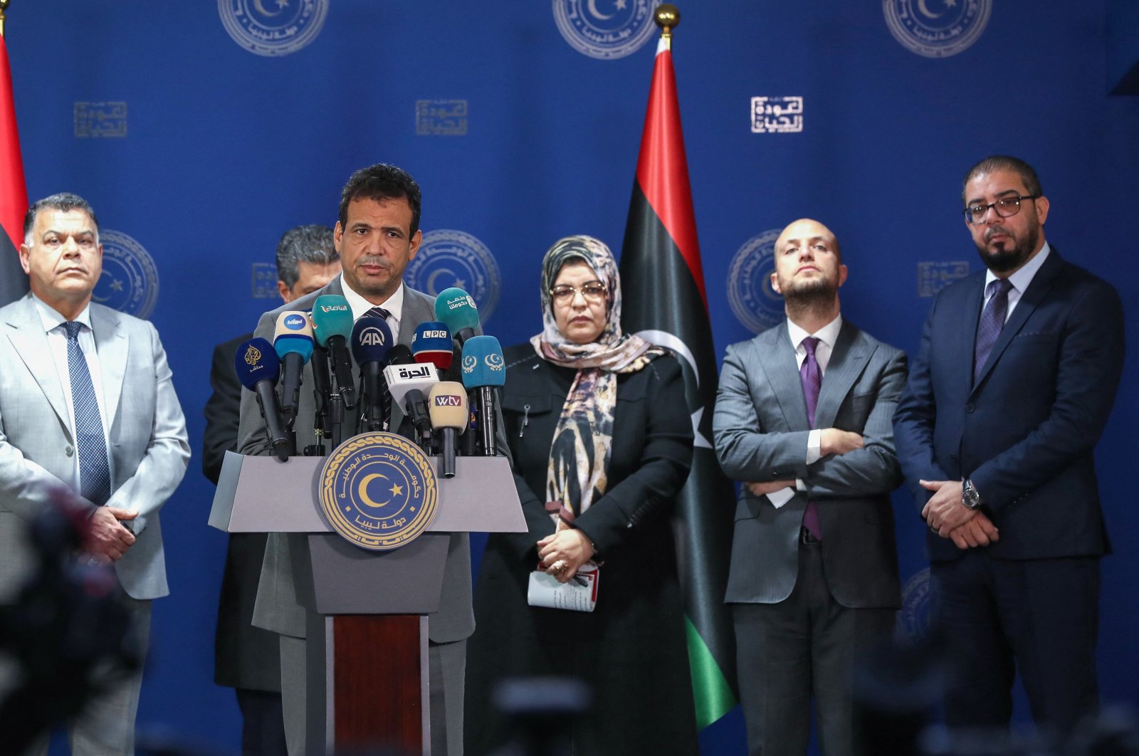 Interim head of Libya&#039;s government Ramadan Abu Jnah speaks during a press conference on the upcoming Dec. 24 elections, Tripoli, Libya, Dec. 12, 2021. (AFP Photo)