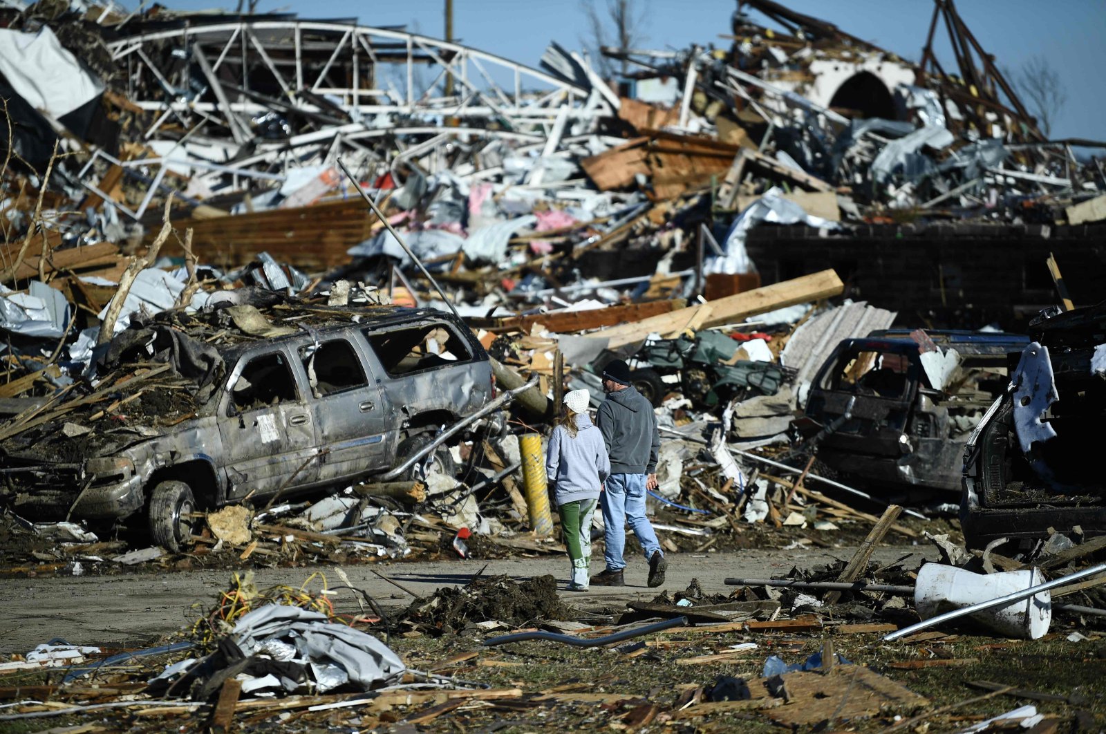 Tornado damage is seen after extreme weather hit the region, Mayfield, Kentucky, U.S., Dec. 12, 2021. (AFP Photo)