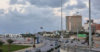 Vehicles drive along the main Shat Road by the waterfront in Libya's capital Tripoli, Dec. 13, 2021. (AFP Photo)