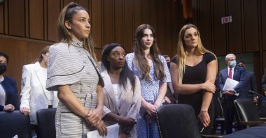 (From L) U.S. gymnasts Aly Raisman, Simone Biles, McKayla Maroney and Maggie Nichols, at a Senate Judiciary hearing on the FBI&#039;s handling of the Larry Nassar investigation, Washington D.C., U.S., Sept. 15, 2021. (AP Photo)