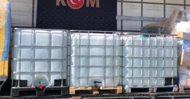 Confiscated equipment used for distilling bootleg liquor is on display at a police station, in Antalya, southern Turkey, Dec. 15, 2021. (DHA PHOTO)