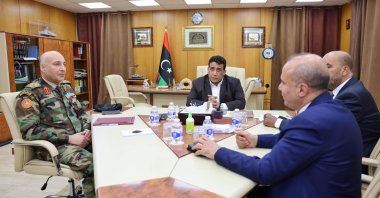 Libya’s Chief of General Staff Muhammad al-Haddad and the head of the Presidential Council, Mohammad Younes Menfi, hold a meeting in Tripoli, Libya, Dec. 14, 2021. (AA Photo)