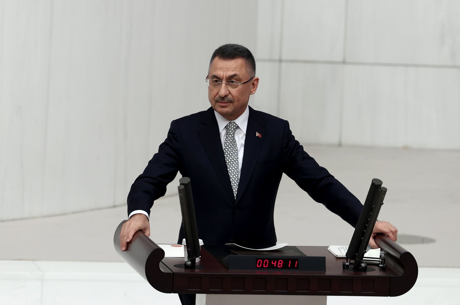 Vice President Fuat Oktay is seen at the parliament&#039;s general assembly, Ankara, Turkey, Dec.14, 2021 (AA Photo)