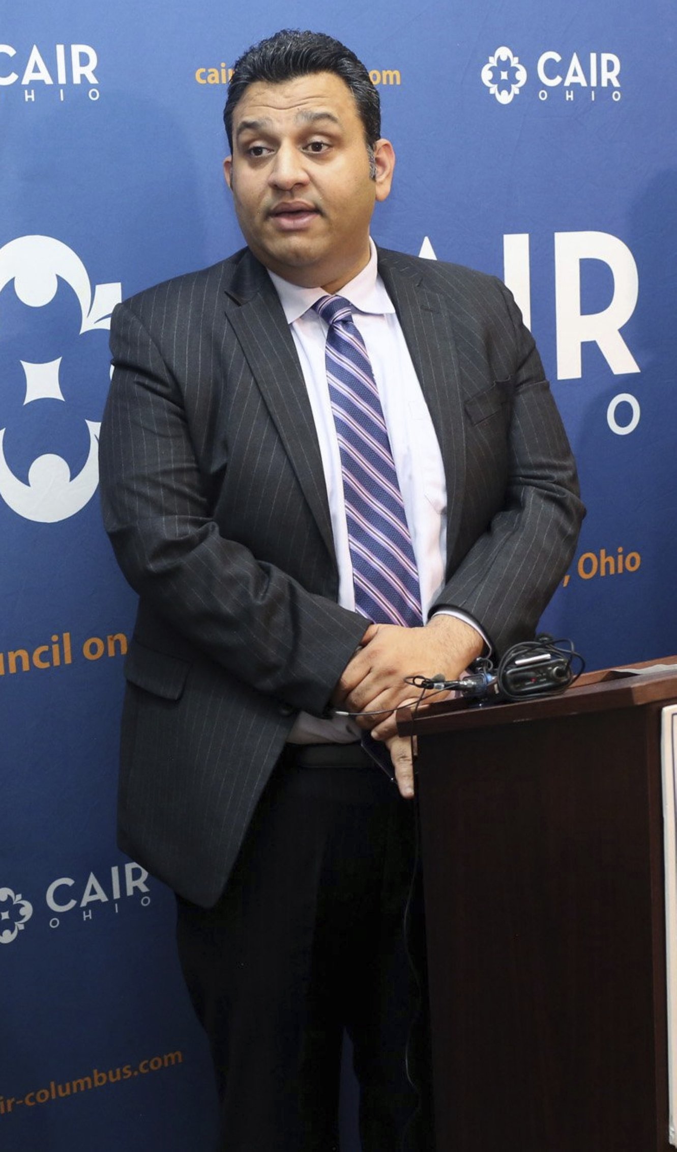 Romin Iqbal of the Council on American-Islamic Relations speaks during a news conference at CAIR-Columbus headquarters in Dublin, Ohio, July 26, 2018. (AP File Photo)