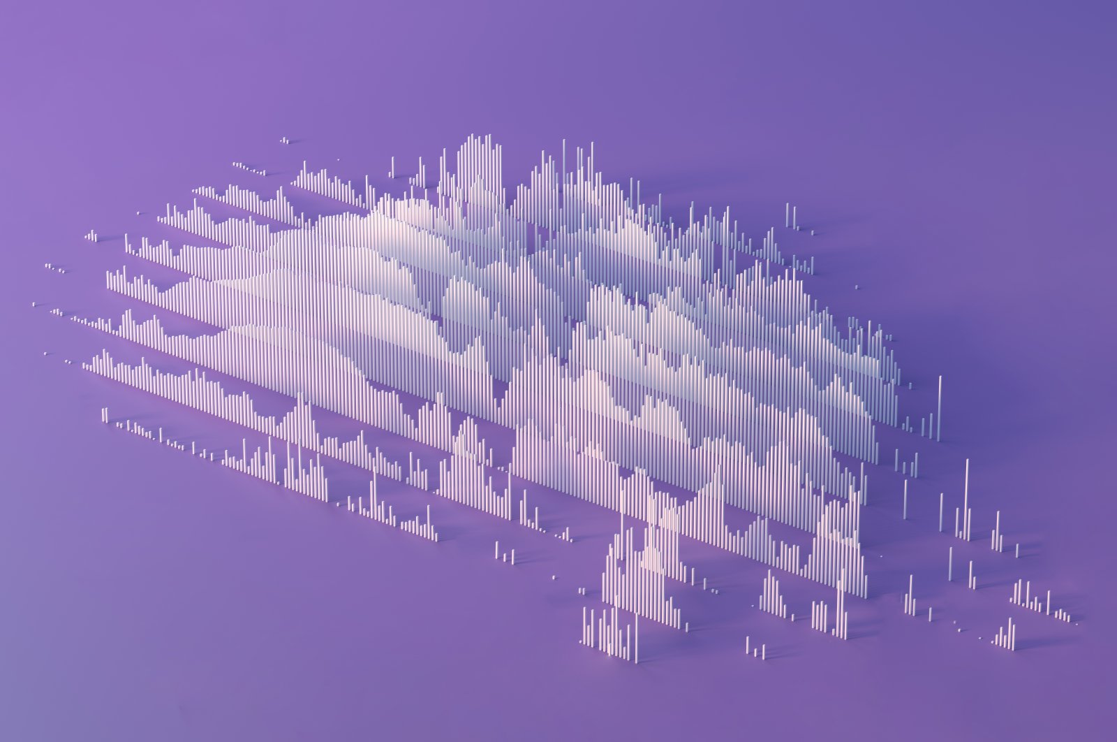 A digitally generated image of abstract data on a purple background. (Photo by Getty Images)