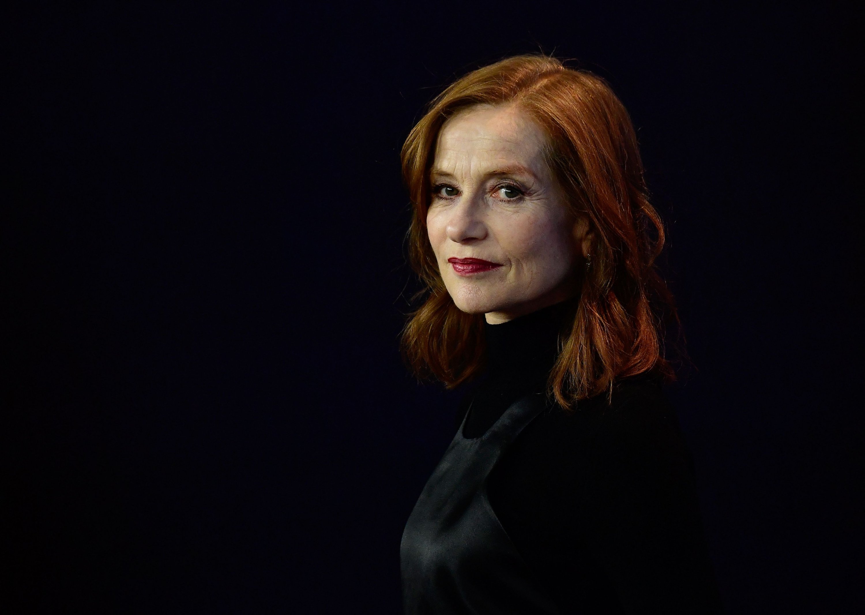 This file photo taken on Feb. 17, 2018, shows French actress Isabelle Huppert posing during a photocall for the film 