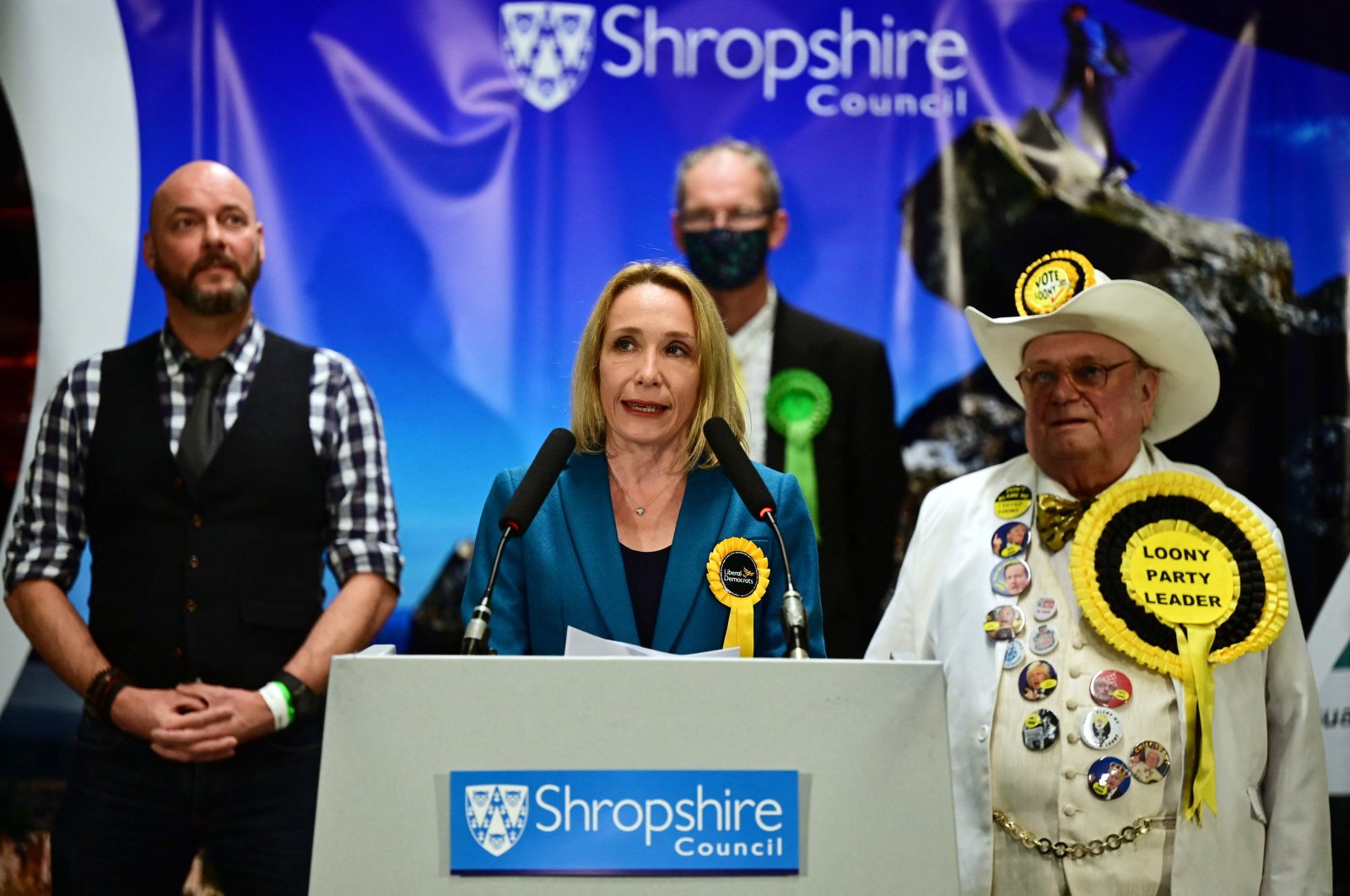 Liberal Democrat candidate Helen Morgan speaks after being elected as Member of Parliament for North Shropshire at the by-election count center in Shrewsbury, England, Dec. 17, 2021. (AFP Photo)