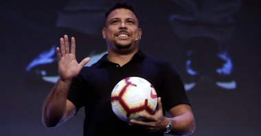 Brazilian football legend Ronaldo at the World Football Summit in Madrid, Spain, Sept. 25, 2018. (AP Photo)