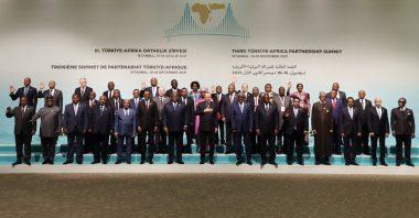 President Recep Tayyip Erdoğan (C) and leaders of the African nations pose for a family photo during the 3rd Turkey-Africa Partnership Summit in Istanbul, Turkey, Dec. 18, 2021. (AA Photo)