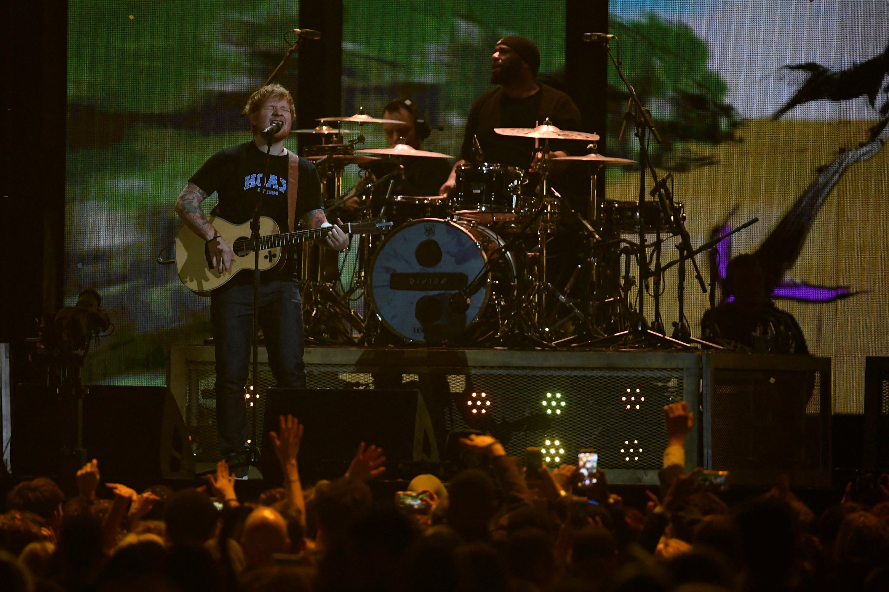 Ed Sheeran performs at the Brit Awards at the O2 Arena in London, Britain, Feb. 22, 2017.  (REUTERS)