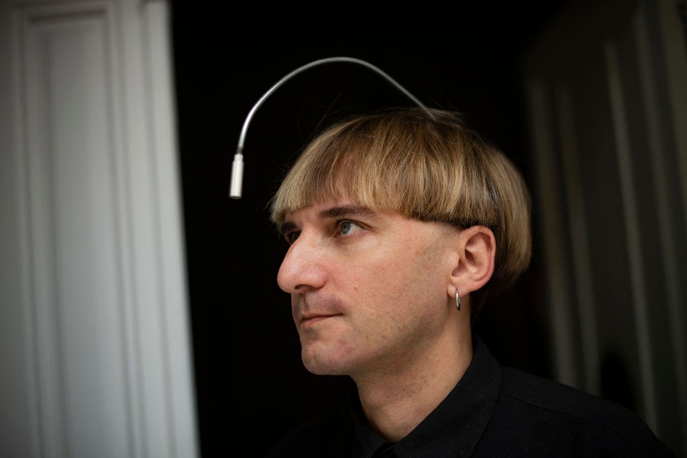 Spanish-born British-Irish “cyborg” artist and activist for transpecies rights, Neil Harbisson, poses for a photo, in Mataro near Barcelona, Spain, Sept. 23, 2021. (AFP Photo)