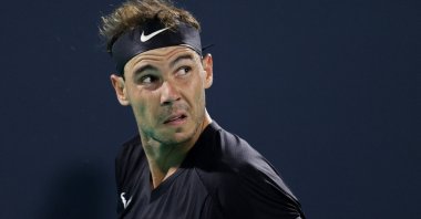Spain's Rafael Nadal in action during a match against Canada's Denis Shapovalov, Abu Dhabi, UAE, Dec. 18, 2021. (Reuters Photo)