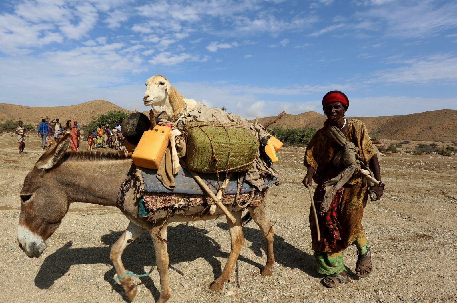 A woman transports her belongings and a sheep on a donkey near the town of Jidhi in the Awdal region, Somalia, April 10, 2016. (Reuters Photo)
