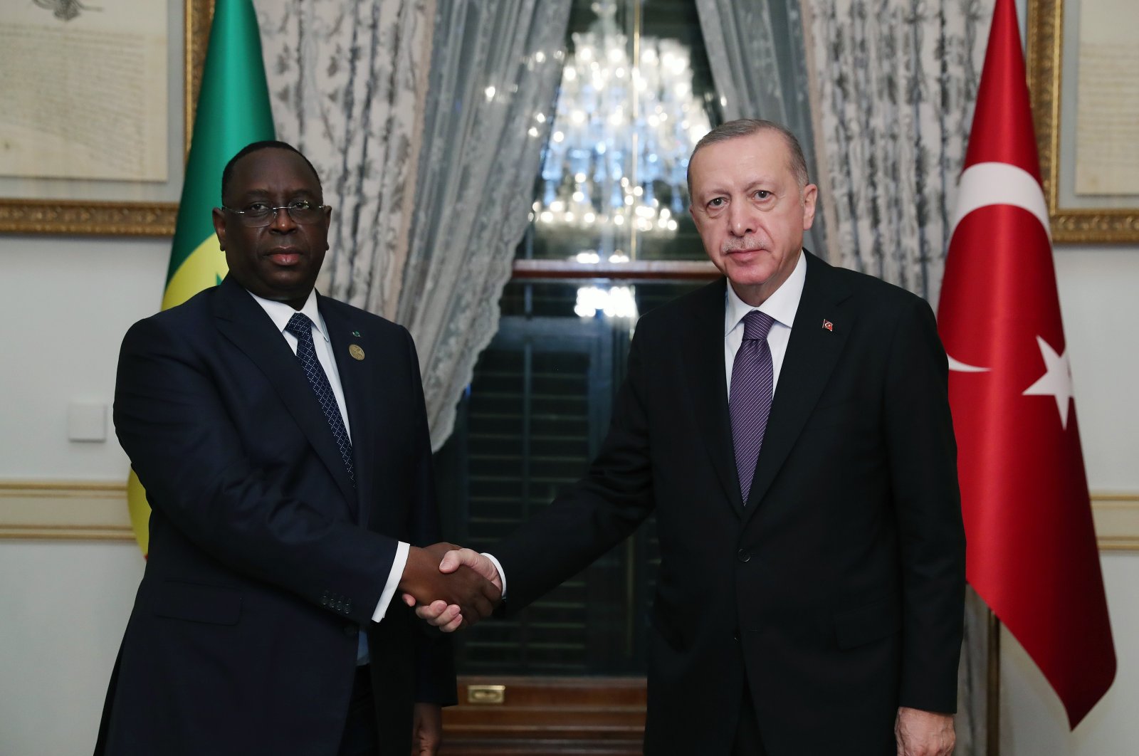 President Recep Tayyip Erdoğan and Senegal&#039;s President Macky Sall (L) meet in Istanbul, Turkey, Dec. 18, 2021. (AA Photo)
