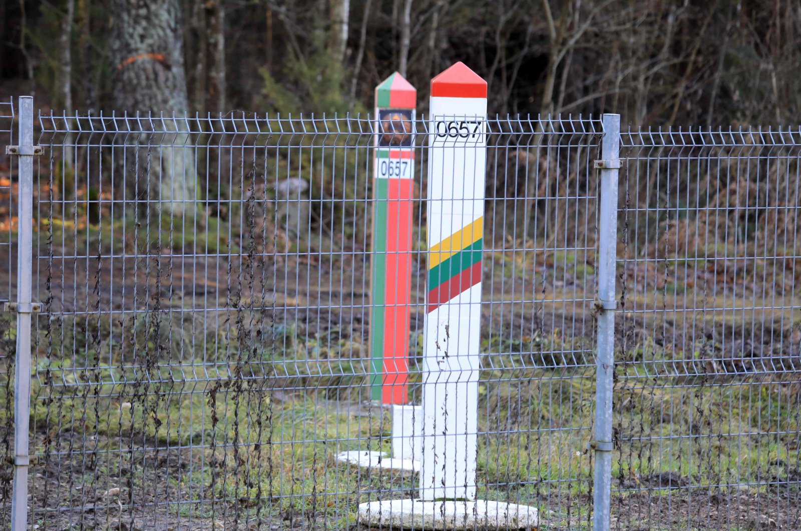 The Lithuanian-Belarusian border is pictured near Deveniskes, Lithuania, Nov. 22, 2021. (AFP File Photo)