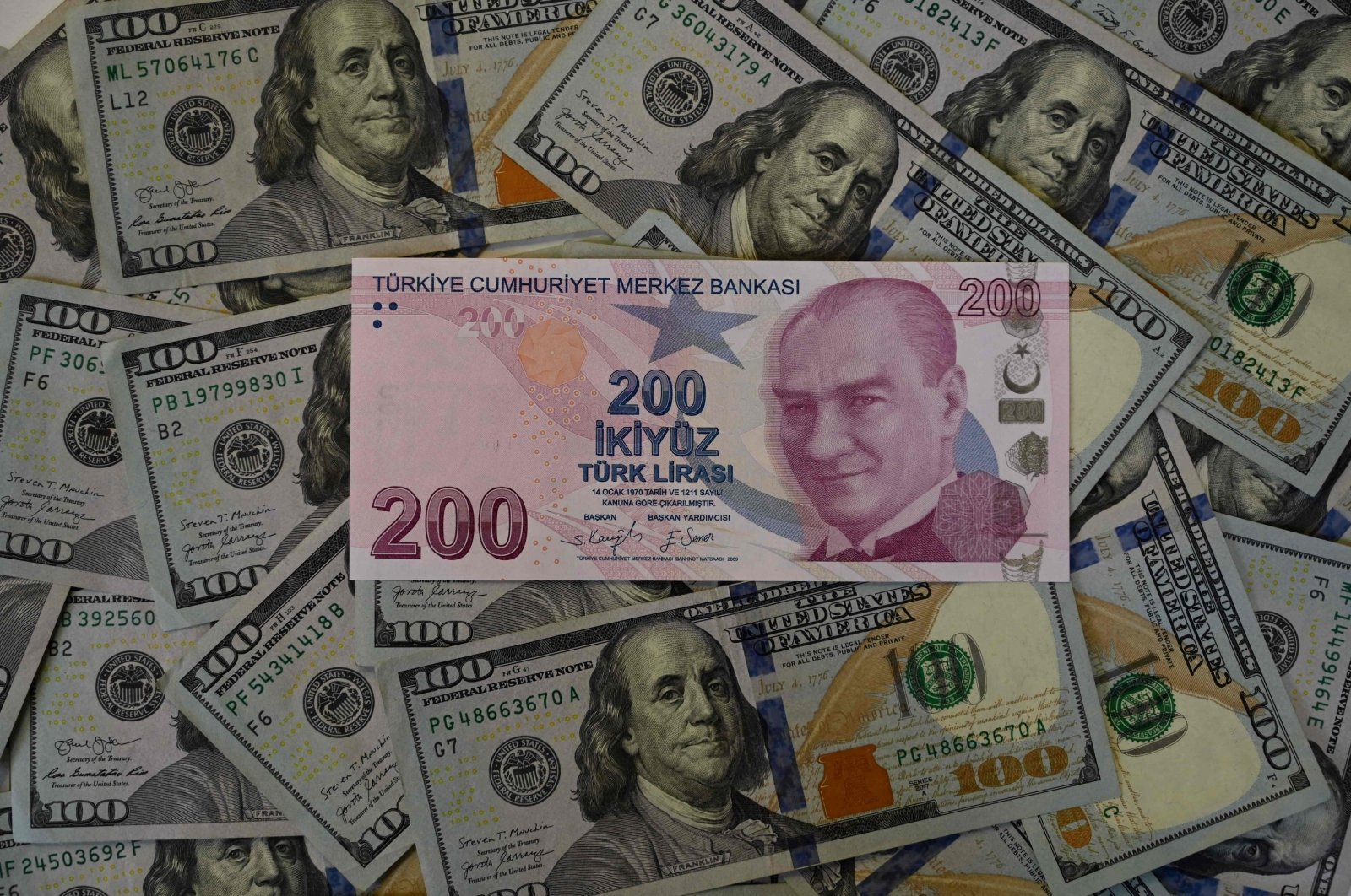 A picture shows U.S. dollar and Turkish lira banknotes, Istanbul, Turkey, Dec. 7, 2021. (AFP Photo)