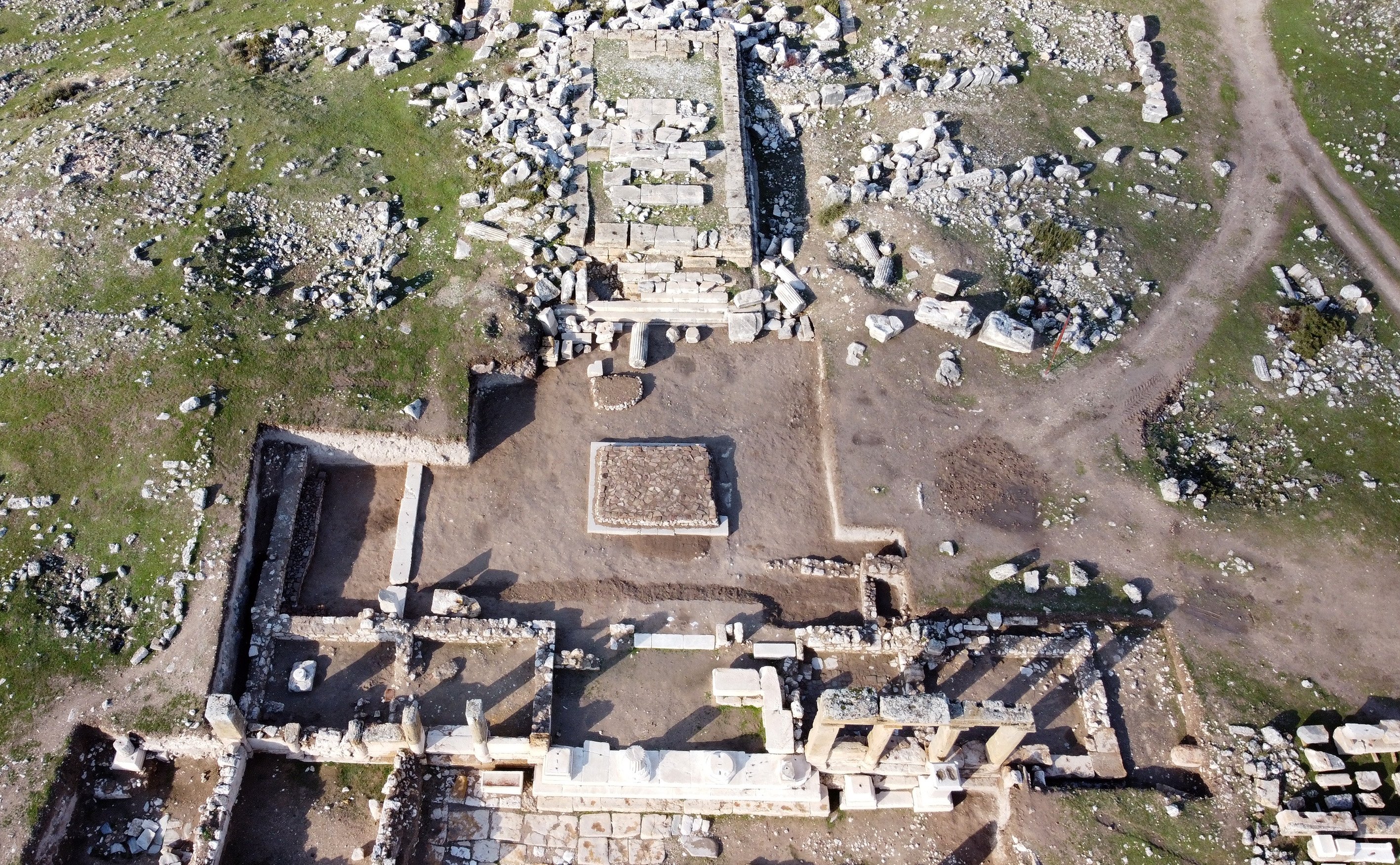 An aerial view of the altar site, Blaundus, Uşak, western Turkey, Dec. 21, 2021. (AA)