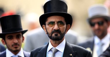 Dubai ruler Sheikh Mohammed bin Rashid Al Maktoum is shown in Ascot, Windsor, United Kingdom, June 22, 2019. (AP Photo)