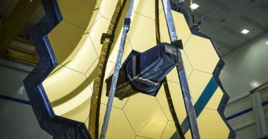 The main mirror assembly of the James Webb Space Telescope during testing at a Northrop Grumman facility in Redondo Beach, California, U.S., March 5, 2020. (NASA via AP)